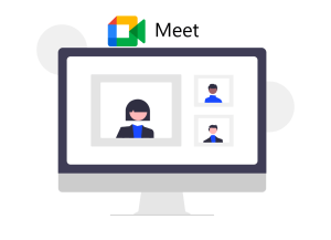 Graphic with participants using Google Meet