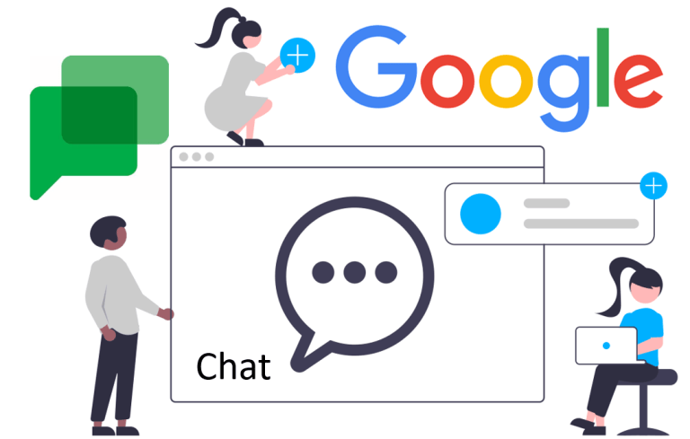Graphic of people using Google Chat