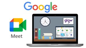 Graphic of a laptop using Google Meet