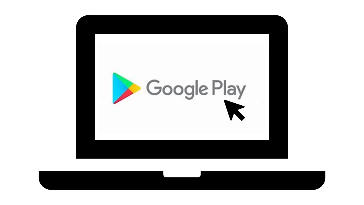 Laptop graphic with the text Google Play Store