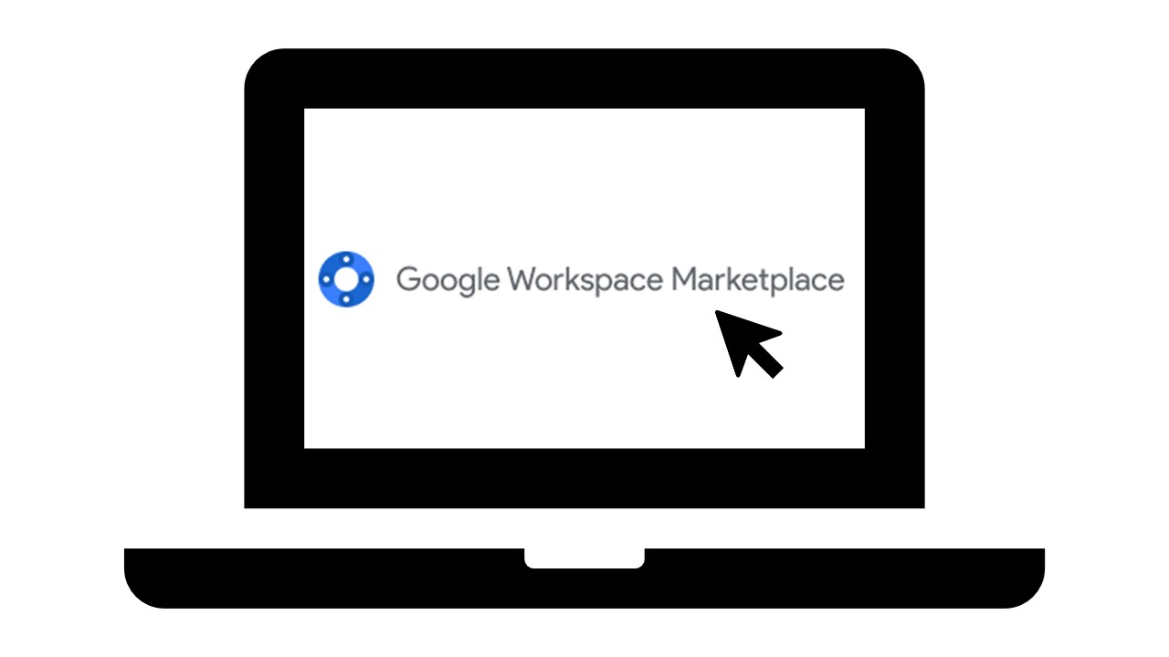 Image of a laptop with the Google Workspace Marketplace icon