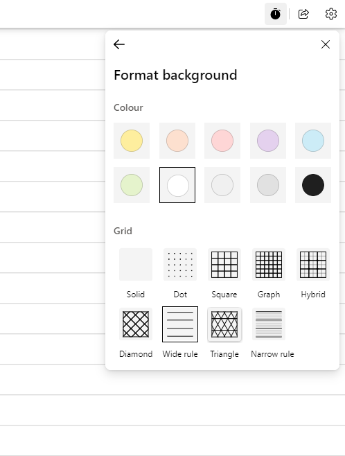 Screenshot of the format background settings
